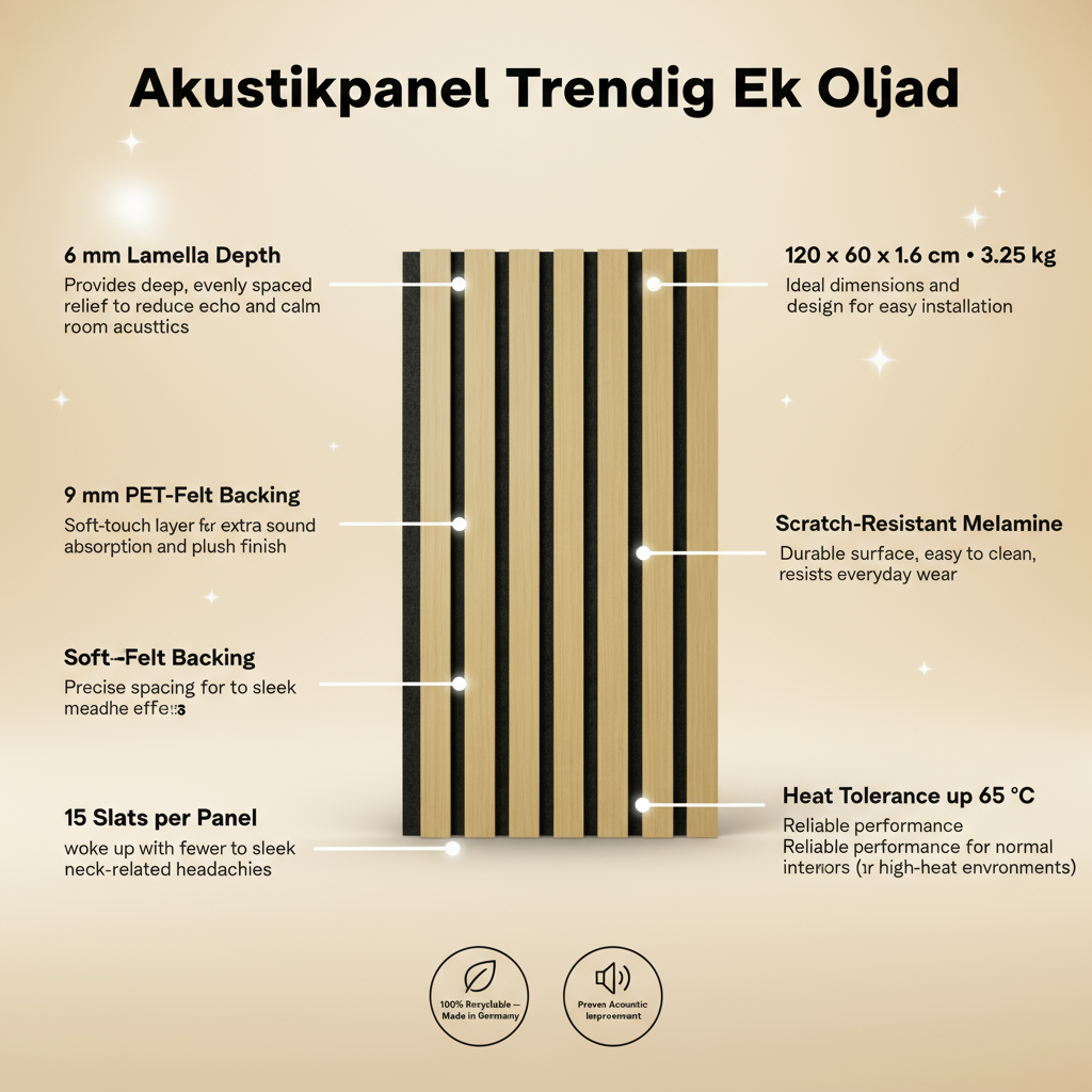 Akustikpanel Trendig Ek Oljad 270-x-60cm