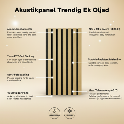 Akustikpanel Trendig Ek Oljad 270-x-60cm