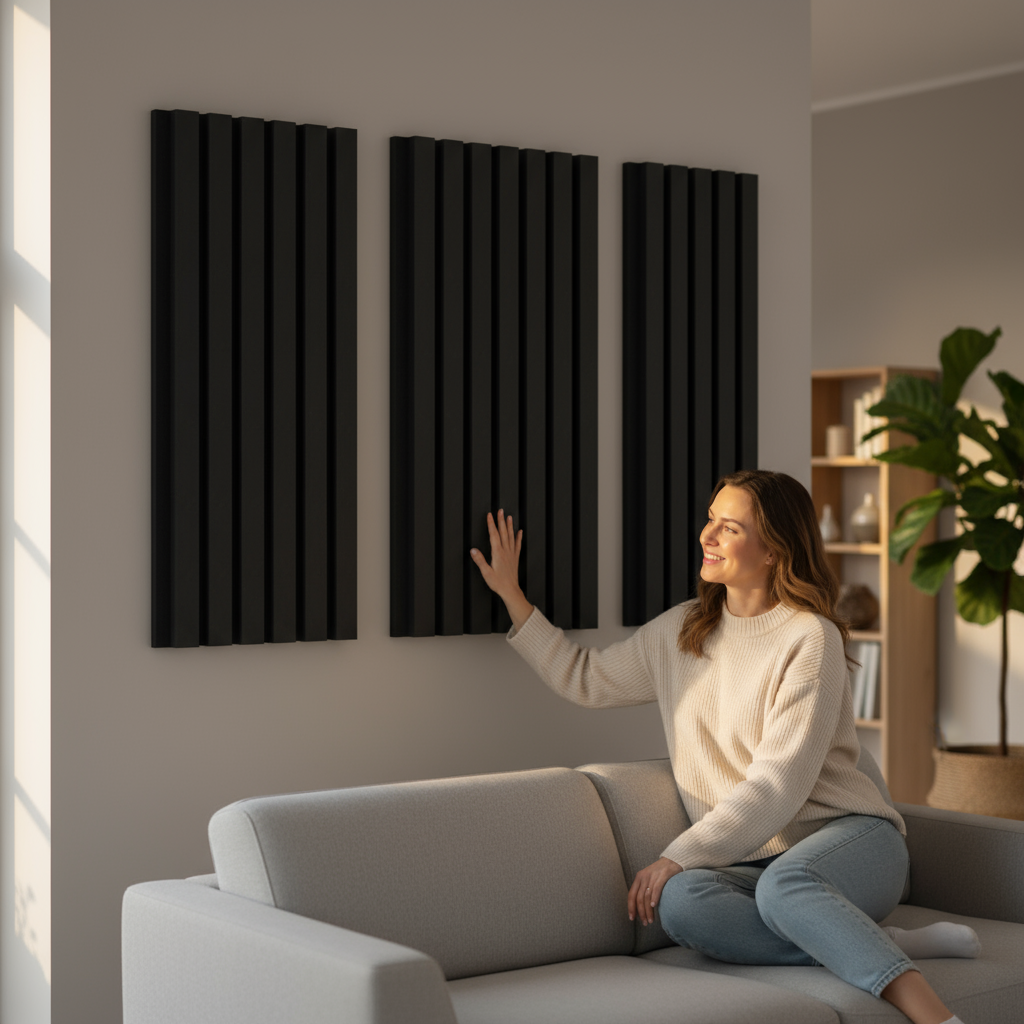 Akustikpanel Kall Svart MDF 270-x-60cm